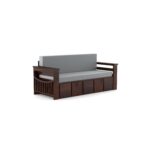Kunjal Furniture Solid Sheesham Wood Sofa Cum Bed with - Walnut | Contemporary - Image 4