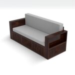 Kunjal Furniture Solid Sheesham Wood Sofa Cum Bed with - Walnut | Europian - Image 3