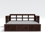 Kunjal Furniture Solid Sheesham Wood Sofa Cum Bed with - Walnut | Europian - Image 5