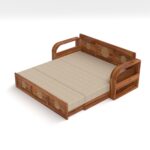 Kunjal Furniture Solid Sheesham Wood Sofa Cum Bed with - Natural | Round Cane - Image 3
